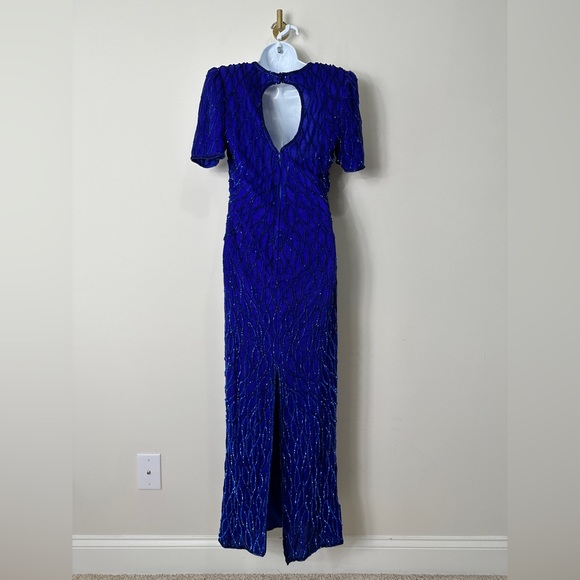 Vintage Beautiful Blue Full Sequin & Beaded Dress By Mark & John Size S - Picture 11 of 11
